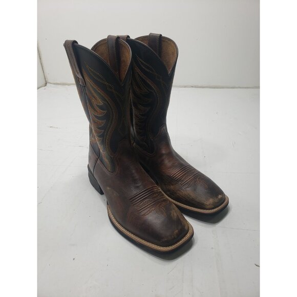 Ariat 10029689 Men\'s Amos Full-Grain Leather Square Toe Western Boots Size 9.5D main image 4